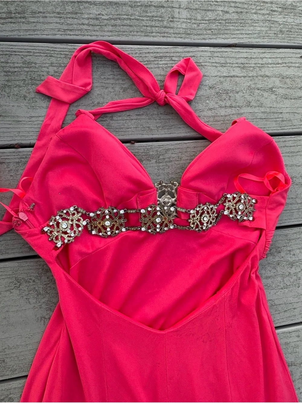 Cache Y2K Halter Evening Gown Rhinestone Accents 4 - Picture 4 of 4